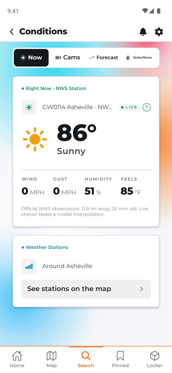 Current conditions for Asheville from a National Weather Service station less than a mile away