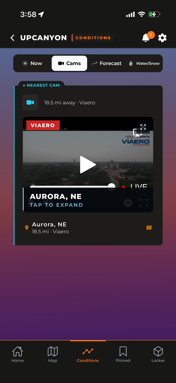 The nearest live camera to Grand Island, 18 miles away in Aurora, Nebraska